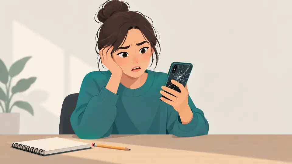 A student reacting to a cracked phone