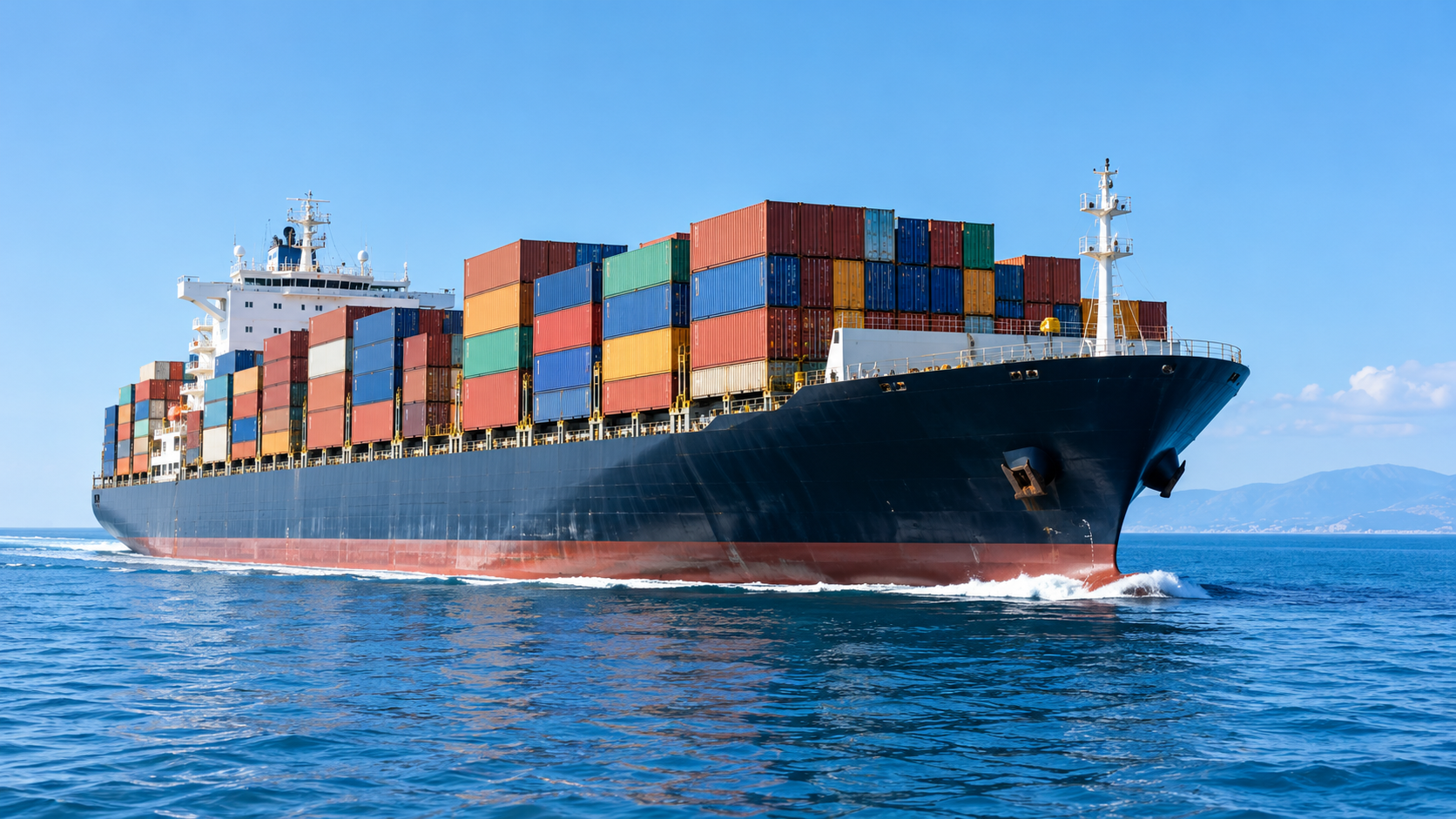 A container ship at sea